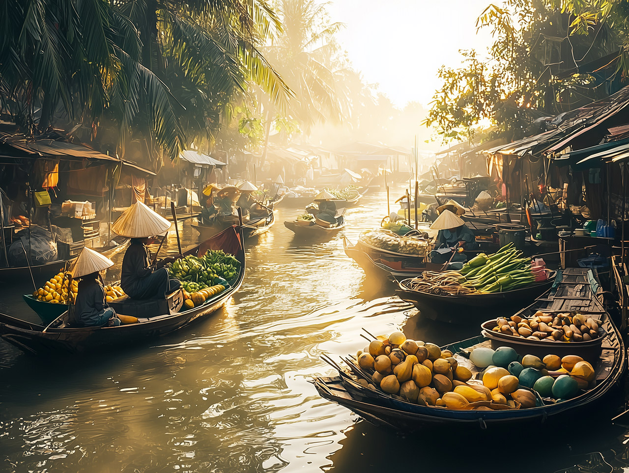 Marché flottant Delta du Mekong Vietnam